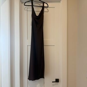 Zara ZW Collection Satin Long Dress Brown XS